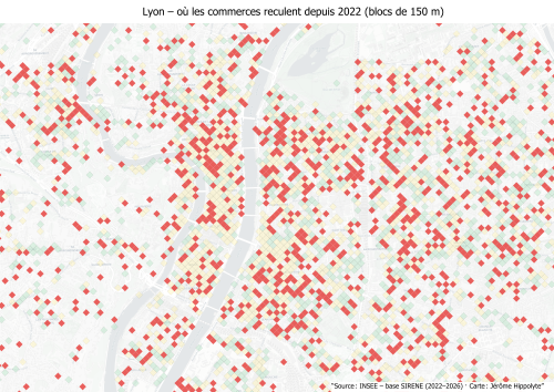 Carte des fermetures de commerces Lyon